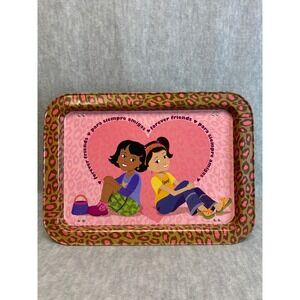 Vintage Friends Amigas Leopard Print Lap Bed‎ Tray Folding Legs Pink Heart